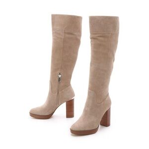 MICHAEL Michael Kors Knee-High Regina Suede Boots in Light Taupe